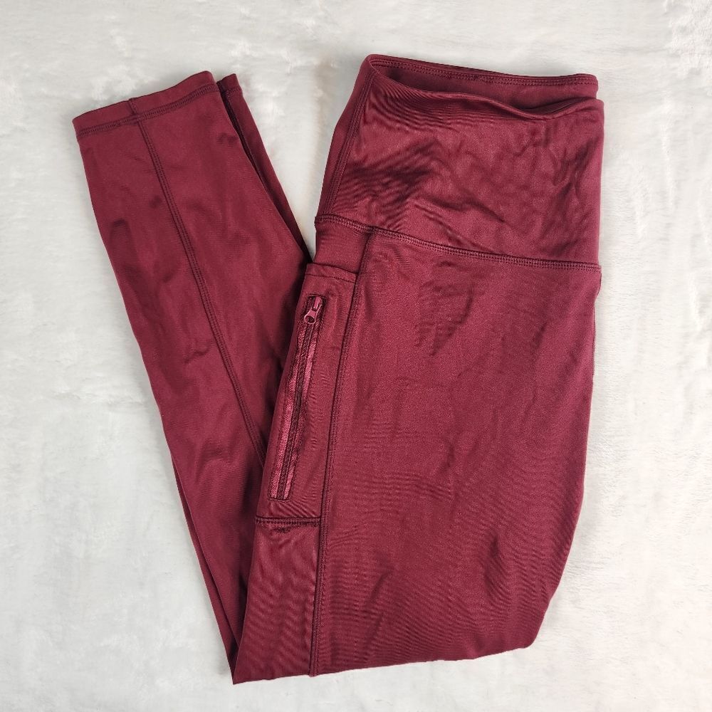 3/$25 LegEnd Red Maroon Side Zip Pocket Tight Leggings Sz XL